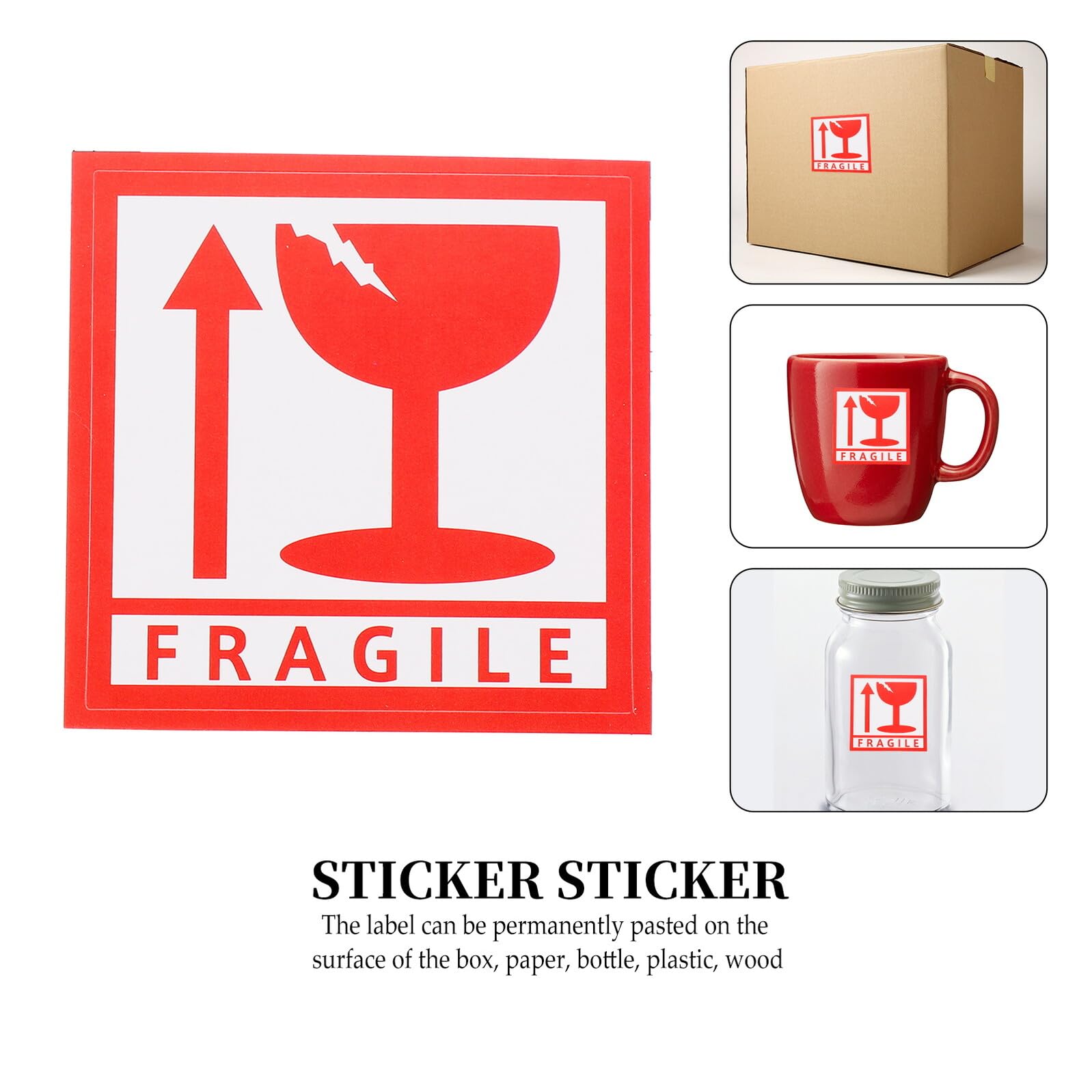 Mobestech 1000 Autocollants Étiquette « Fragile » 5,5 X 5,5 Cm, Autocollants D’avertissement à Manipuler avec Précaution pour Expédition et Emballage, Étiquettes Adhésives Résistantes