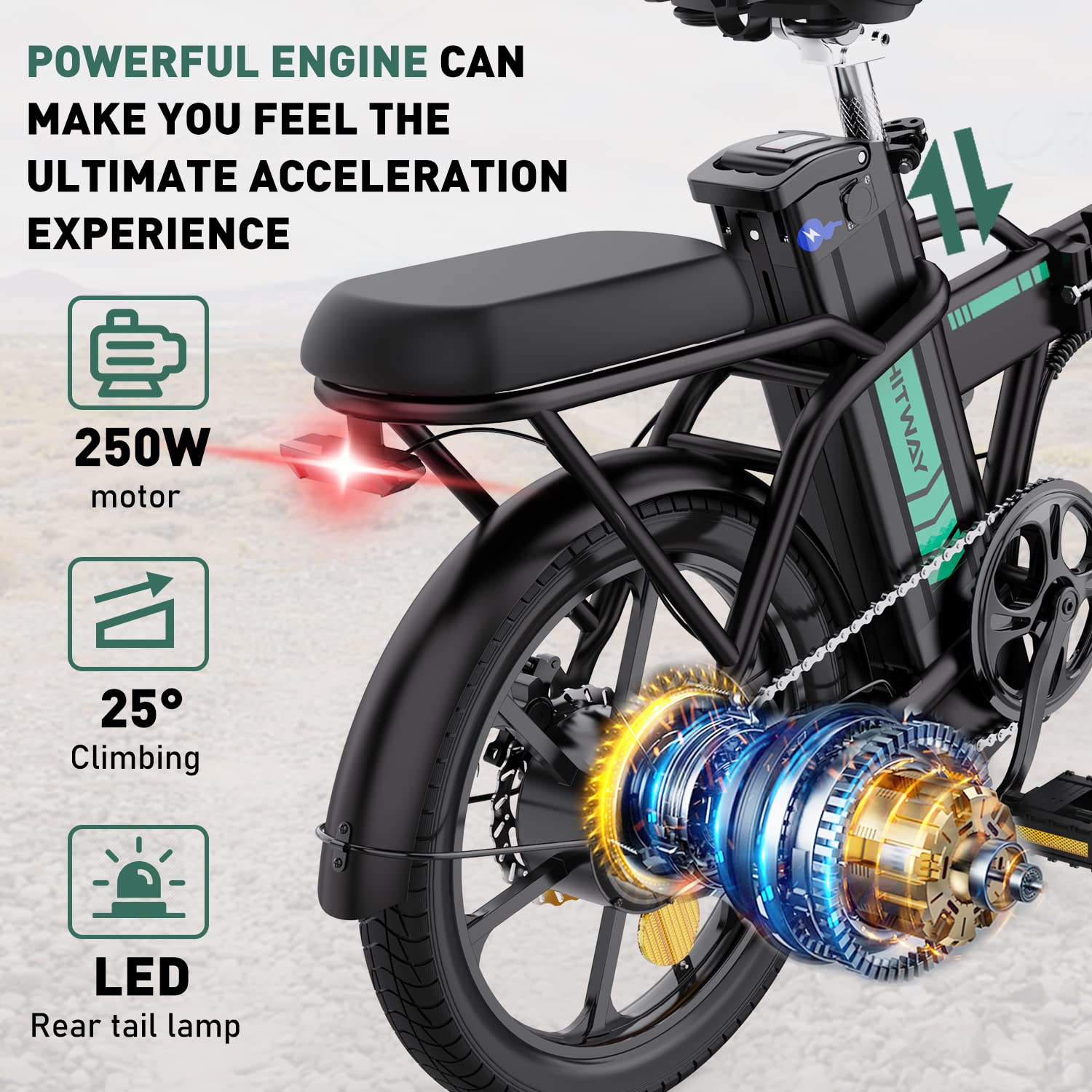 HITWAY BK5S Bicicleta Eléctrica Plegable 250W, Batería 36V 13Ah, Autonomía 45-100 km, Display LCD, IP54 Impermeable, E-Bike Pedelec 25 km/h para Hombre y Mujer