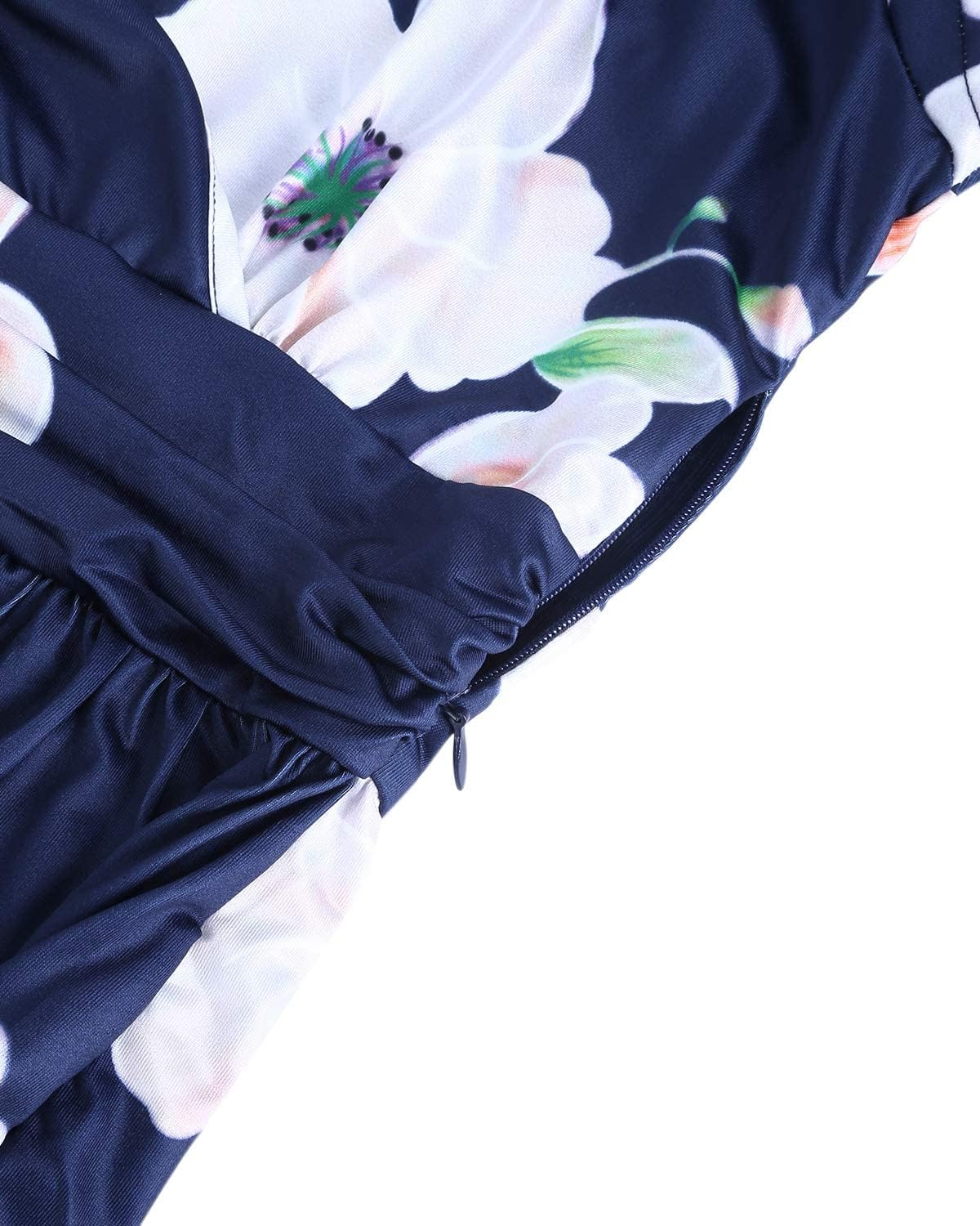 OUGES Women's Floral Maxi V-Neck Pockets Summer Casual Dress 2026 Daily image 2