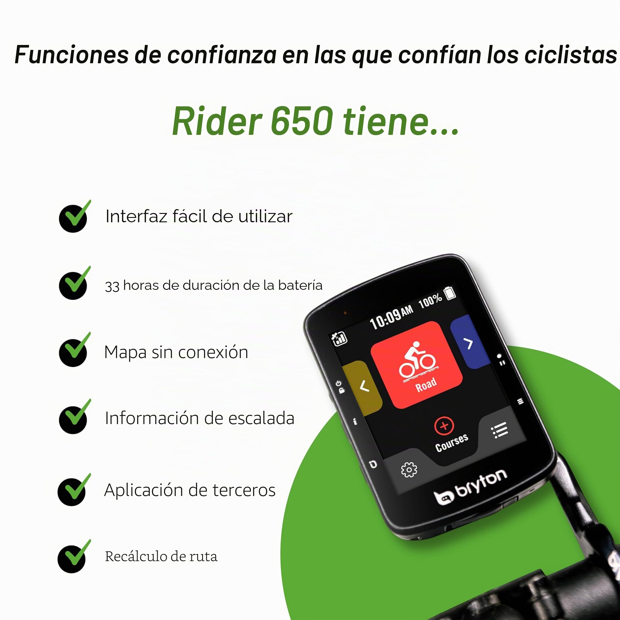 Bryton Rider 650 Ciclocomputador GPS, Pantalla táctil a Color de 2,8", hasta 33h de batería, mapas de Europa preinstalados, navegación Giro a Giro, Ajuste automático de Brillo