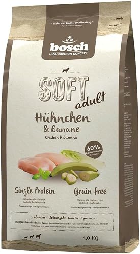 bosch HPC SOFT Hühnchen & Banane | halbfeuchtes Hundefutter für ausgewachsene Hunde aller Rassen | Single Protein | grain-free | 1 x 1 kg