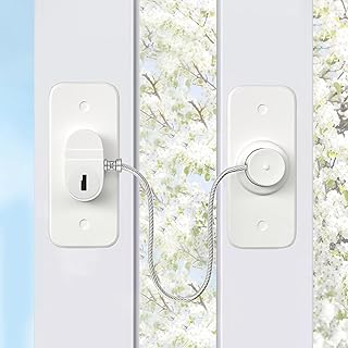 2 Stück Fenster Kindersicherung,Kindersicherung Kühlschrank,Schubladenschloss,Kindersicherung tür,Kabelschloss für Fenster,Schrank Kindersicherung,Fenster Öffnungsbegrenzer,Ohne Bohren - Weiß