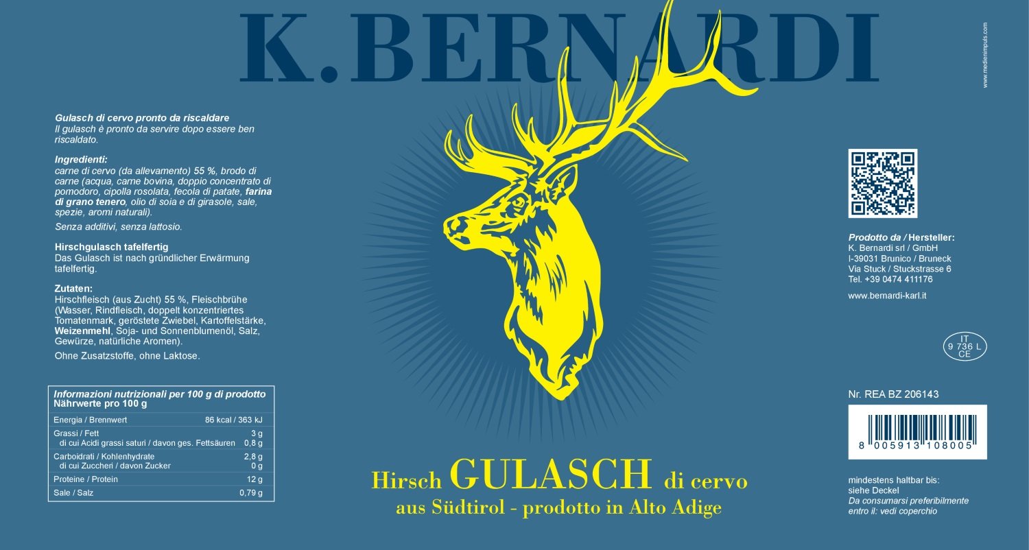 Gulasch di cervo tirolese 500 gr. - Bernardi Karl