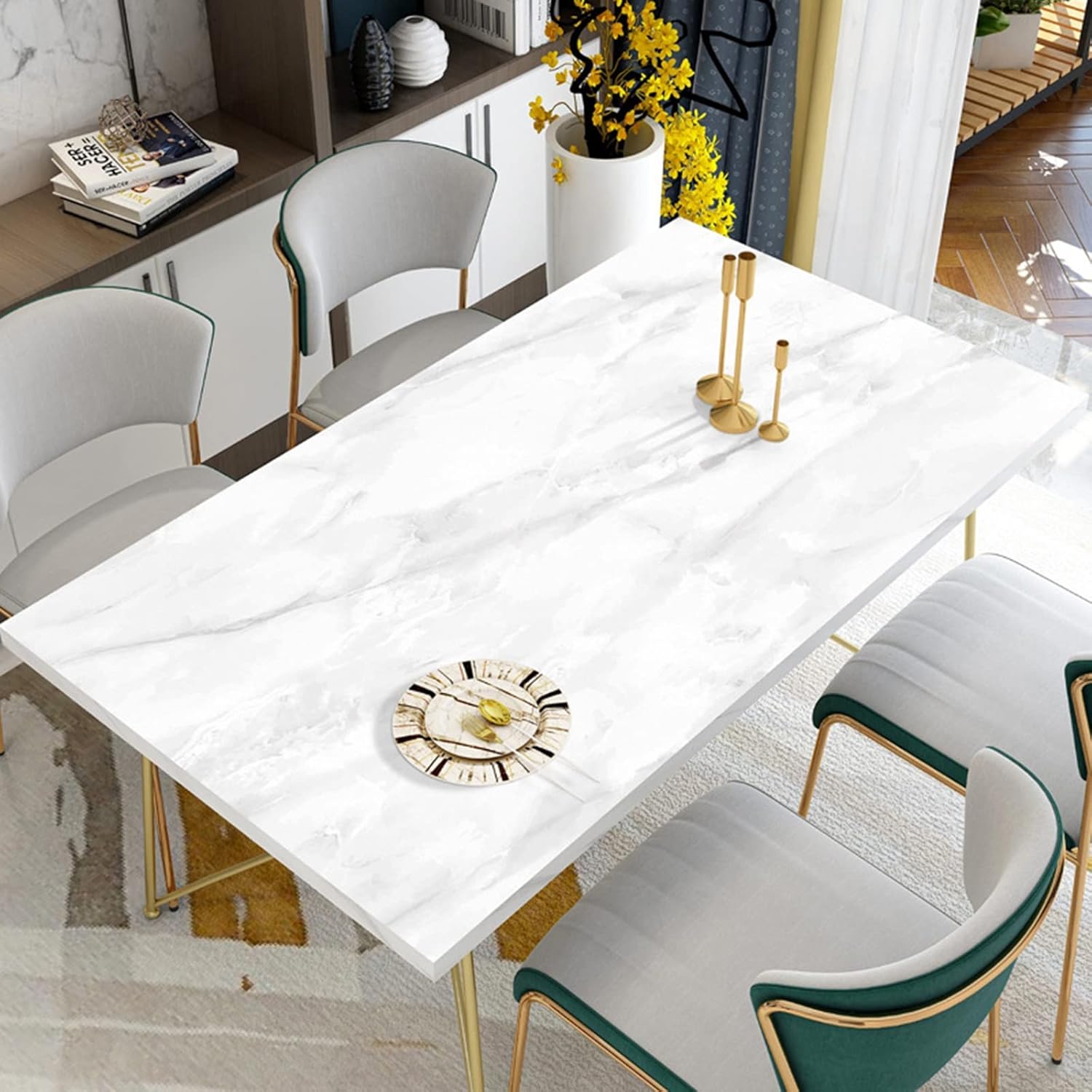 Table Cloth PU Leathe Table Mats, Washable Wrinkle And Water Resistan Table Cover, Marble Texture Dining Table Mats, For Kitchen Dining, Coffee And Picnic Tablecloth ( Color : B , Size : 65*130cm )