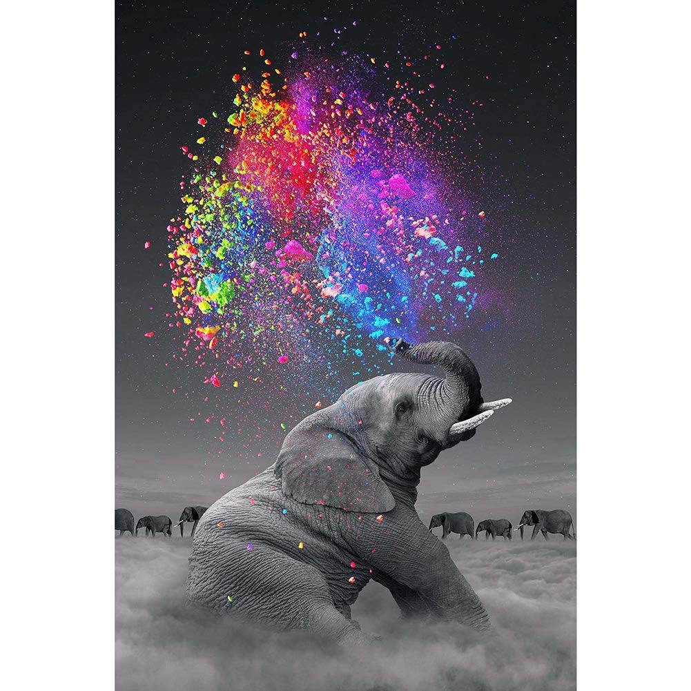 CSYY-YJColorful Elephant Art Puzzle 500/1000/1500/2000/3000/4000/5000/6000 Pcs, Wooden Puzzle Home Decoration for Adults, DIY Educational Toys for Children