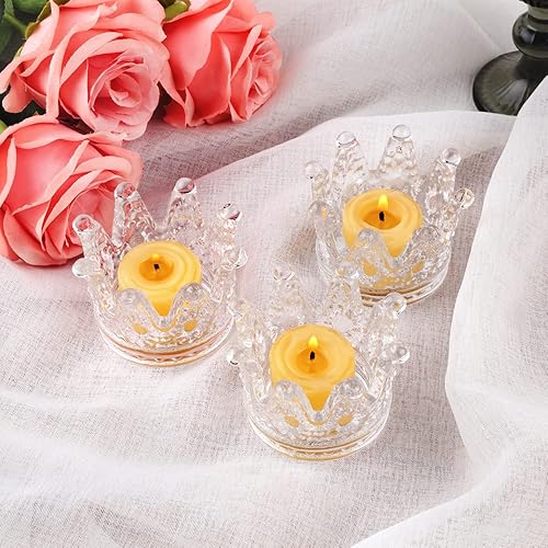 Miniatura 6 de Juego de 6 portavelas de cristal con corona, portavelas votivas para bodas, fiestas, decoración del hogar, bandeja de almacenamiento de joyas, 4