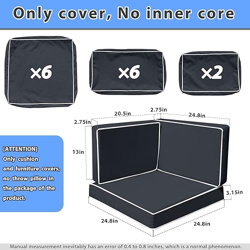 Miniatura 2 de 14 fundas de cojín para exteriores con funda impermeable para muebles, fundas de cojín de patio con cremallera, fundas de sofá para sofá modular de