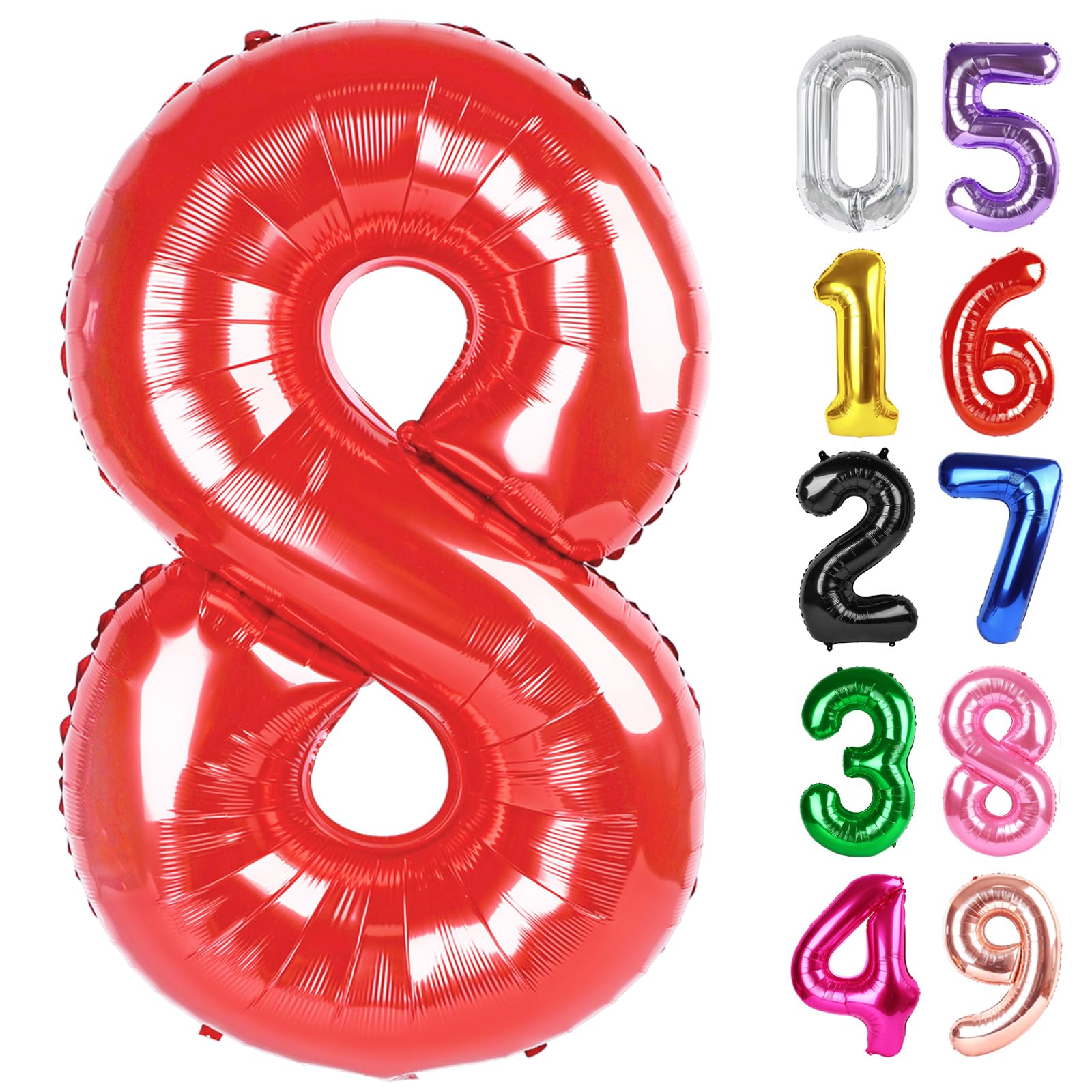 Red Number 8 Balloon 40 Inch, 8th Birthday Party Decorations Men Women