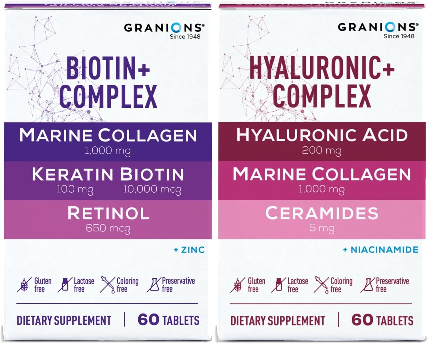 Granions Collagen Hyaluronic Complex and Biotin Keratin Collagen Complex Hydrating Beauty Bundle