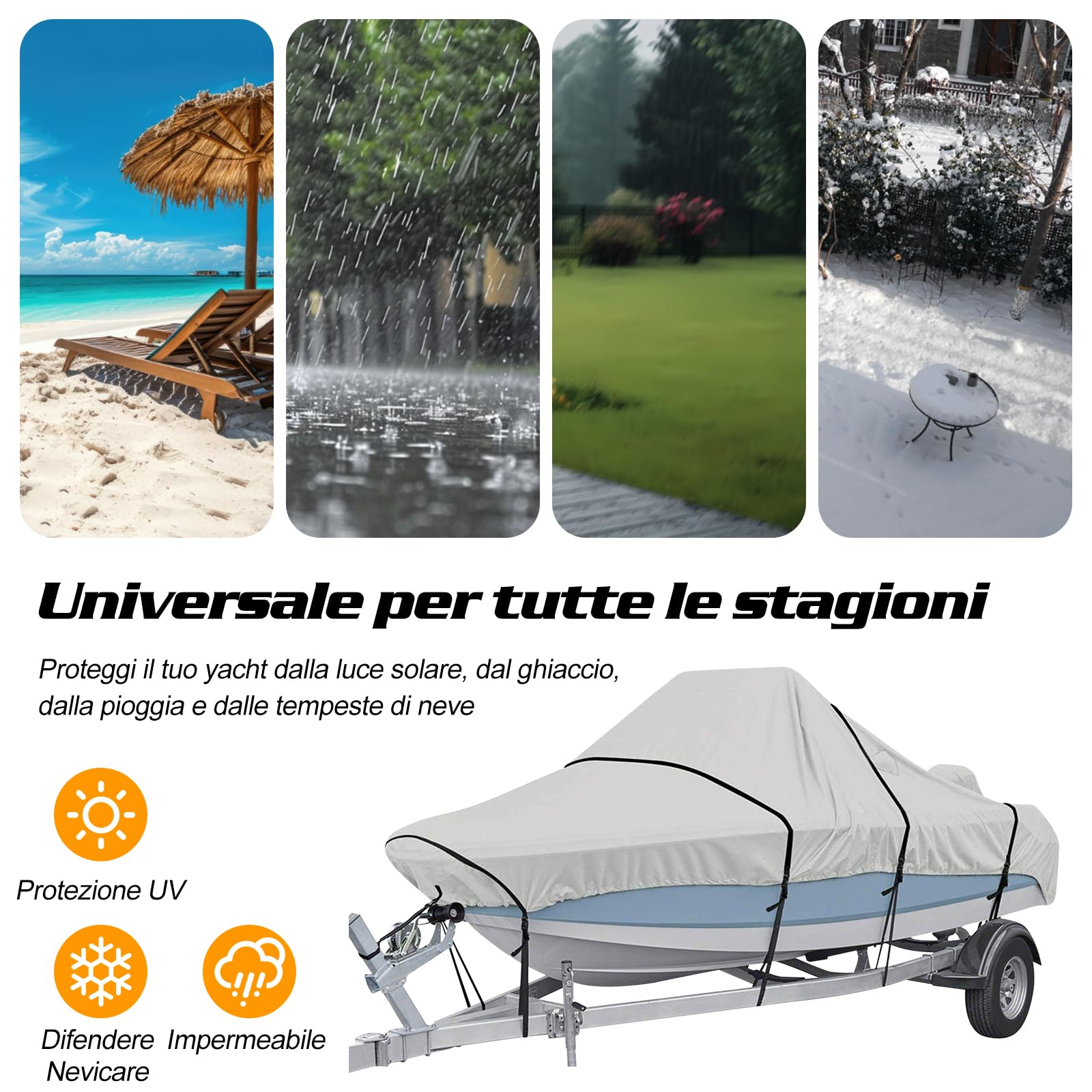 Ergocar Tela In Kayak Copertura 420D 6 Metri*2,9 Metri a v Dello Scafo Antipolvere a Prova Uv Con Sacchetti Stoccaggio Adatti Alle Imbarcazioni 17-19 Piedi