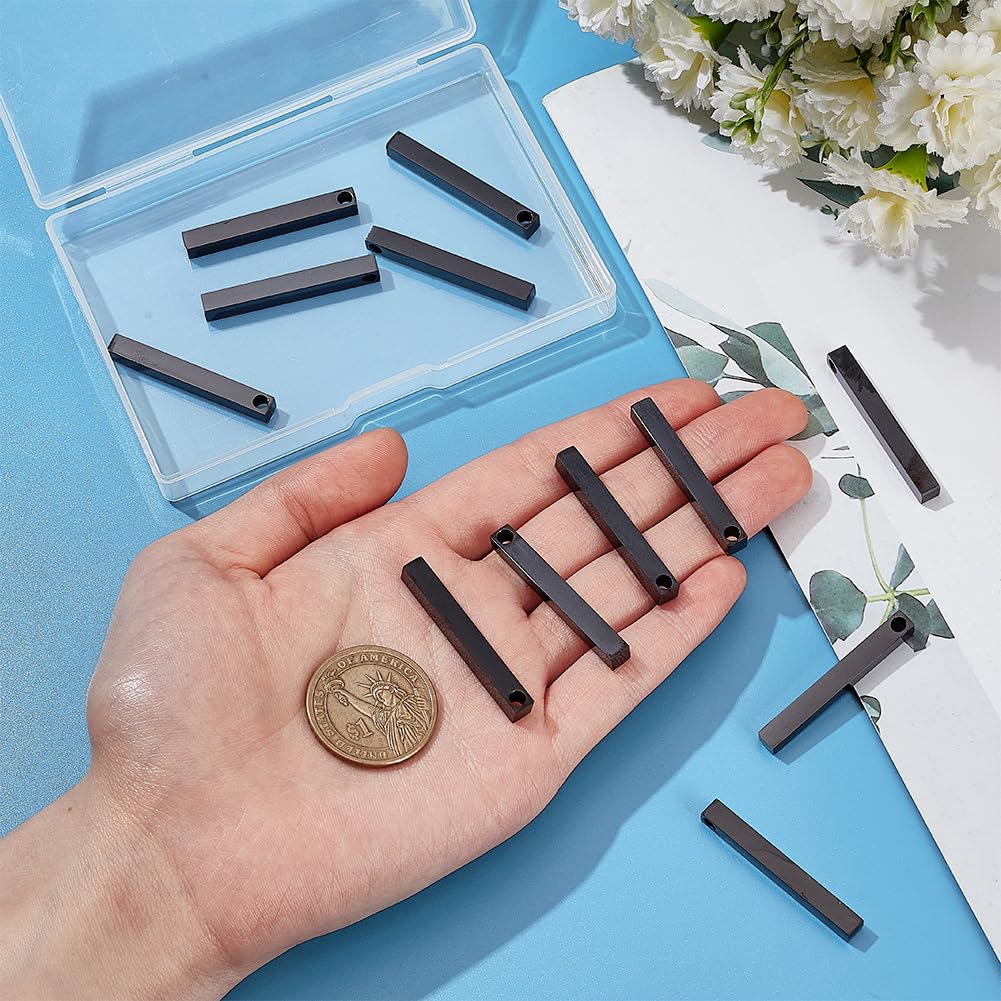 BENECREAT 12 Zwarte Roestvrijstalen Graveerstaafjes – 39,5x4,5x4,5 Mm, Voor Ketting, Sleutelhanger En Sieraden