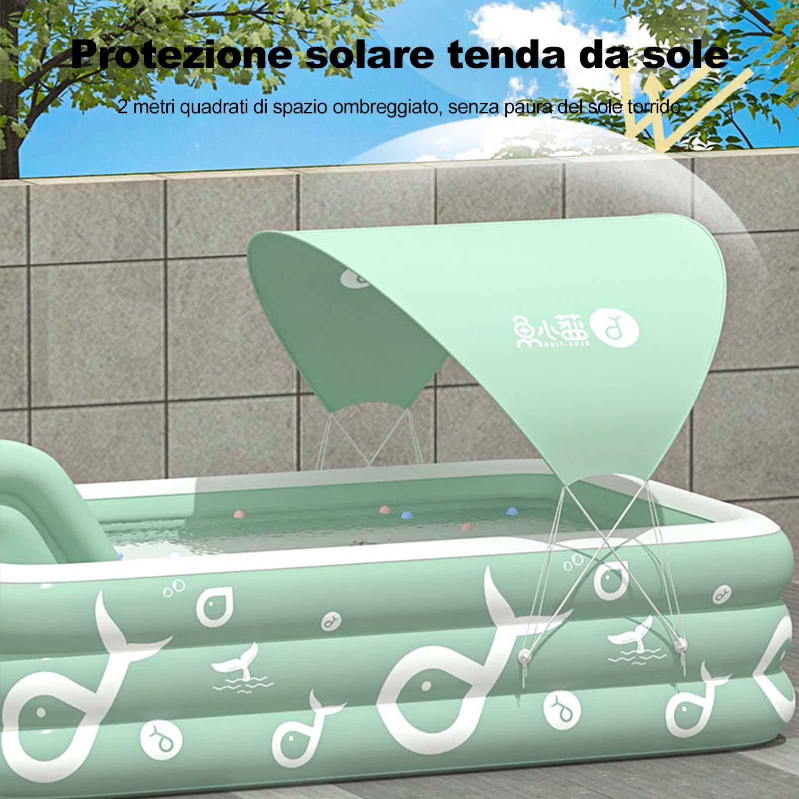 Ergocar Piscina Estiva La Piscina Gonfiabile All'Aperto è Dotata Di Scivolo Incorporato. Piscine Fuori Terra Per Bambini e Adulti. Piscina Ricreativa Per l'Intrattenimento Familiare