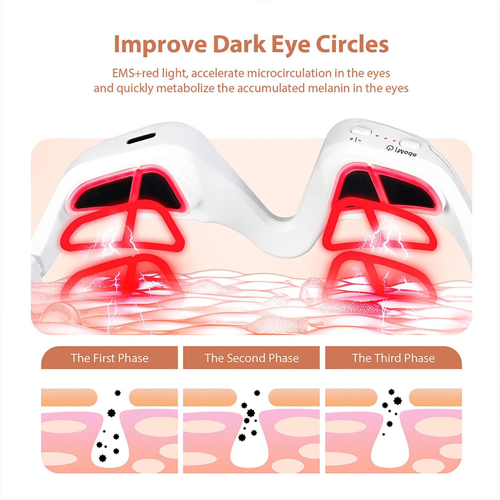 Dispositivo Renewa Eyelift, gafas de terapia de luz roja de ojo para removedor círculos oscuros ojos hinchazones Reducción de arrugas de bolsas, ojos de lente levantamiento masajeador (1Set)