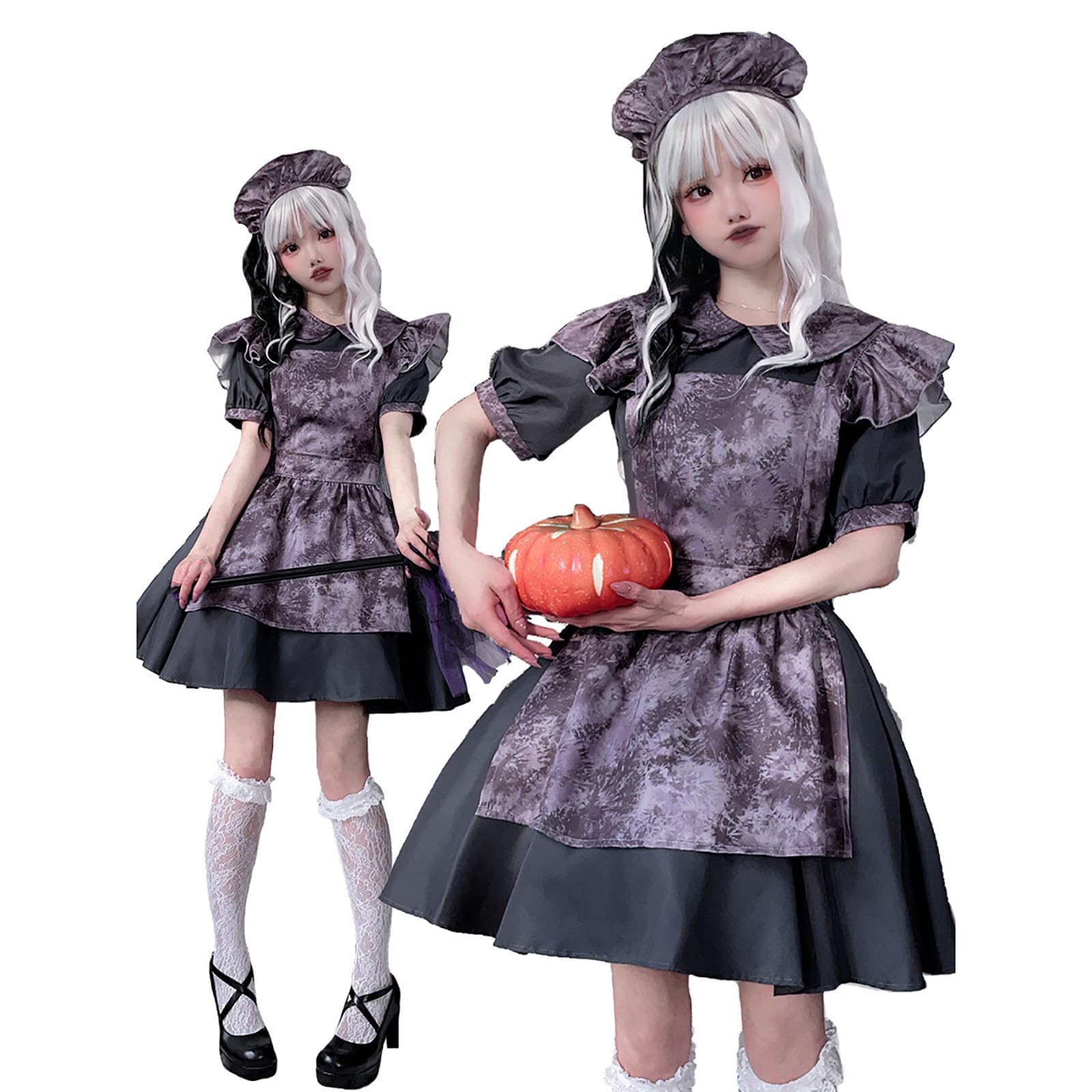 Generisch 2025 Costume di Halloween Costume Spaventoso Bambola Abito Gotico Femminile Cosplay Plus Size Costume (Black, M)