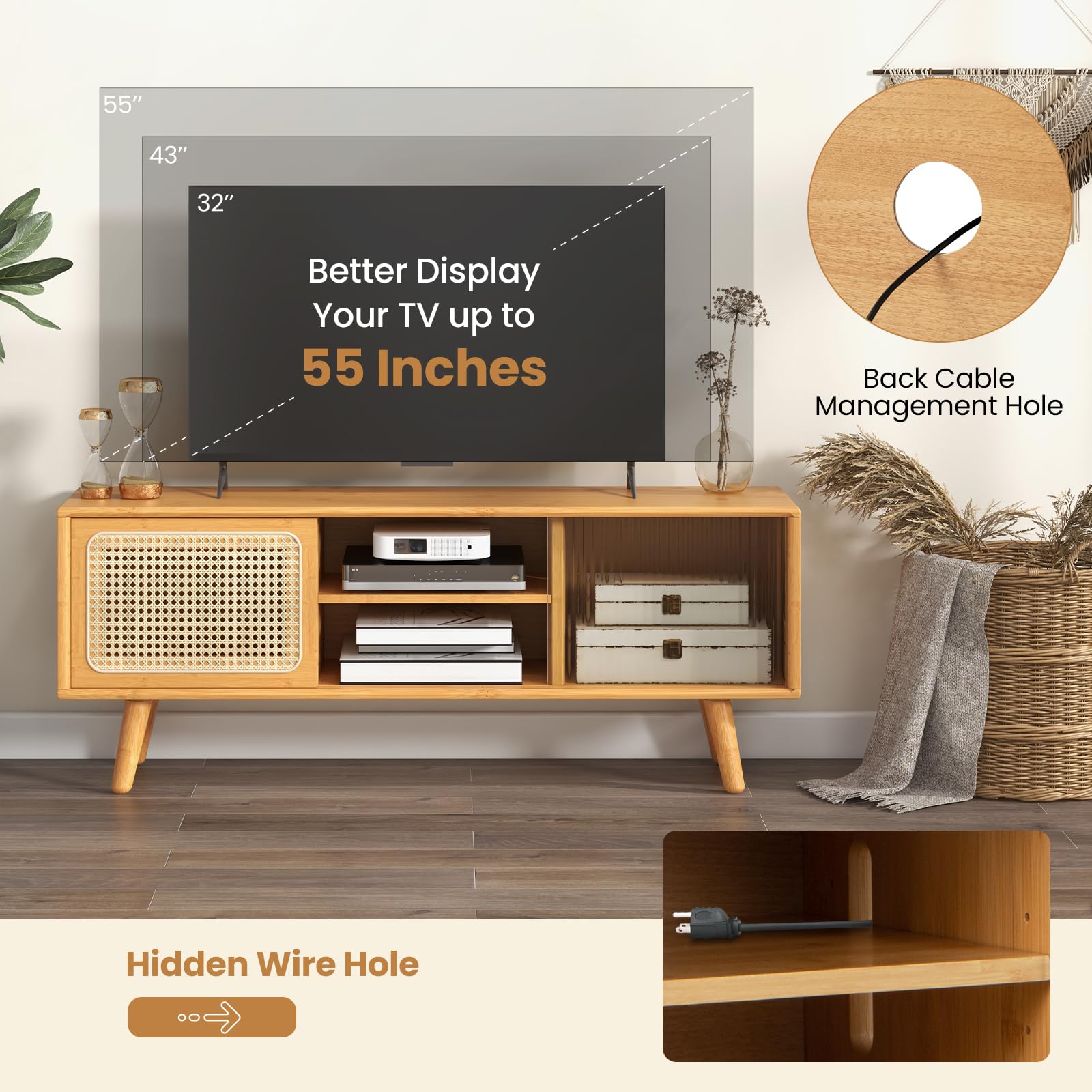 GIANTEX TV-kast voor TV's tot 50 inch - Van Kasten GIANTEX TV-kast voor TV's tot 50 inch - Van Kasten