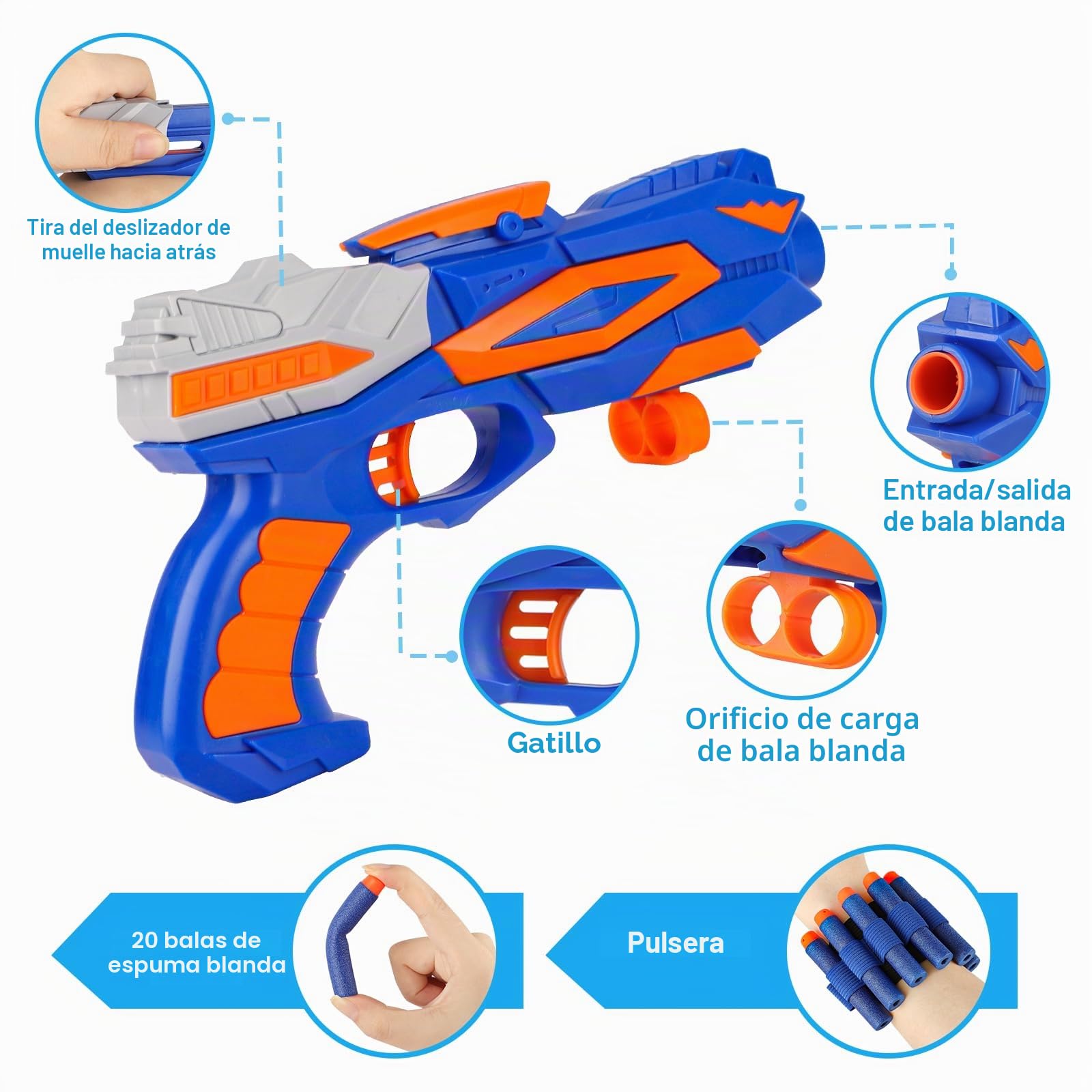 Buoeuik Disparo a la diana para Nerf, diana digital eléctrica, 20 balas, juegos niños niños 3 4 5 6 7 8 9 10 años juego de disparos