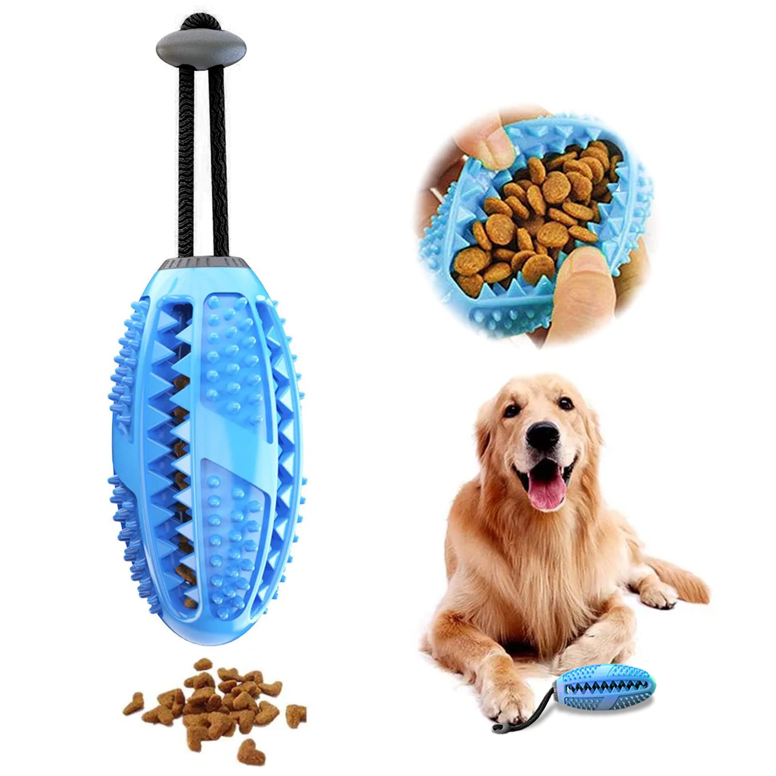 SLE Juguetes Masticables para Perros, Medianas y Grandes, Juguetes Interactivos Caucho Natural Juguetes Perros para Masticadores Agresivos de Razas Grandes (14.5 * 6.5cm, Azul)