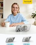 Lamicall Magnetic Phone Ring Holder - [Soft Silicone Loop] Vertical-Friendly Magnetic Phone Stand, Magnet Finger Ring Stand, Cellphone Grip for iPhone 17/16/15/14, Pro, Pro Max, Air, Titanium Color