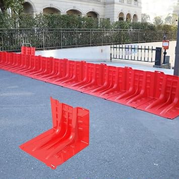 Flood Protection Barrier, ABS L-Type Flood Protection Board Movable Flood Barrier Rainfall Water divert HomeRed-6pcs