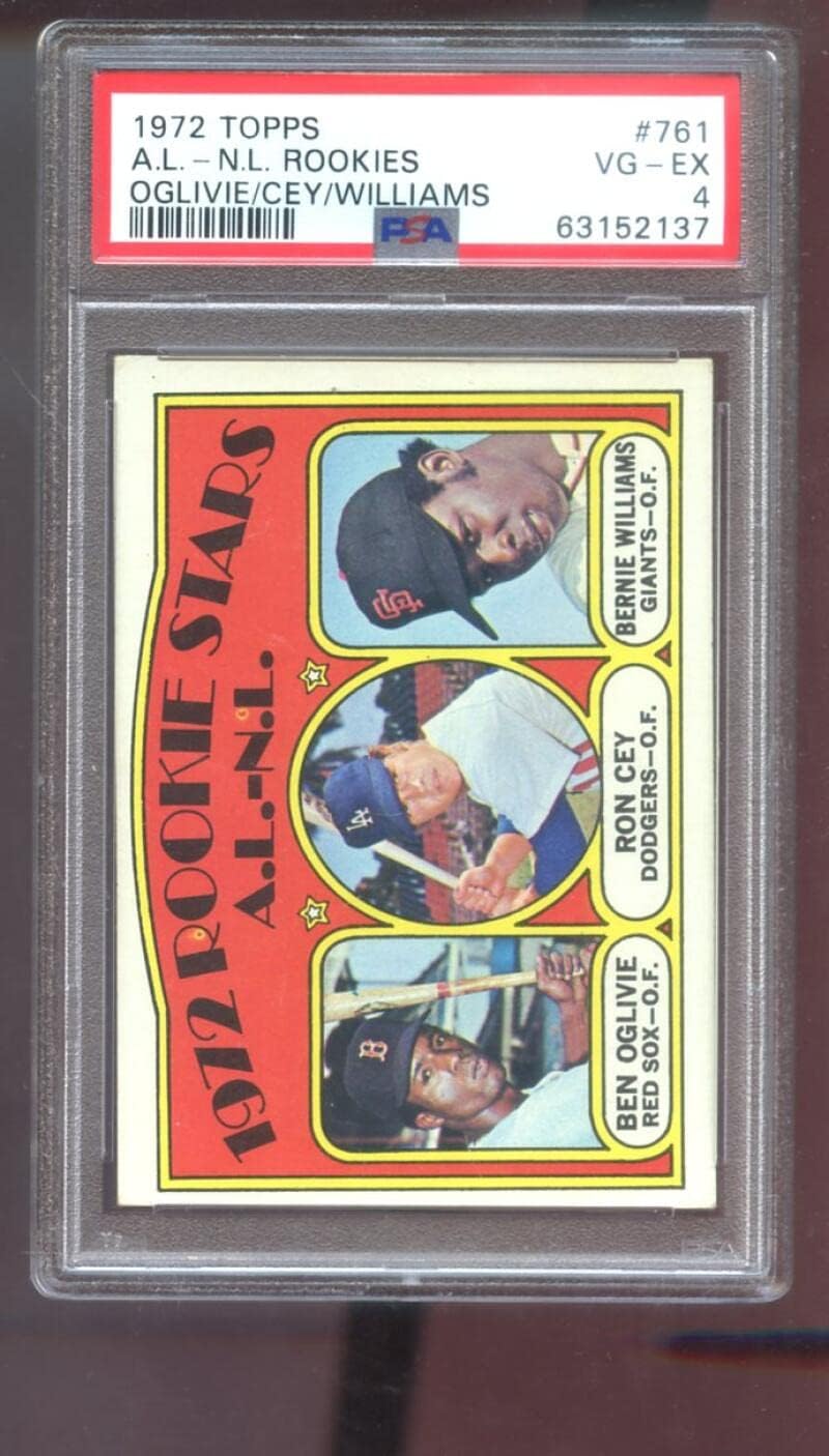 1972 Topps #761 A.L - N.L. Rookie Stars Ron Cey Ben Oglivie Bernie Williams PSA 4 Graded Baseball Card MLB HIGH NUMBER Rookies