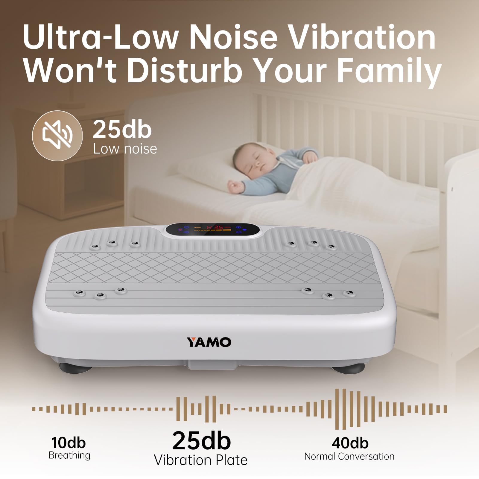 YAMO Plataforma Vibratoria | 5 Programas + 99 Niveles de Vibración | Plataforma Vibración Muscular para Hacer Ejercicio en Casa con Mando a Distancia y Bandas Elásticas