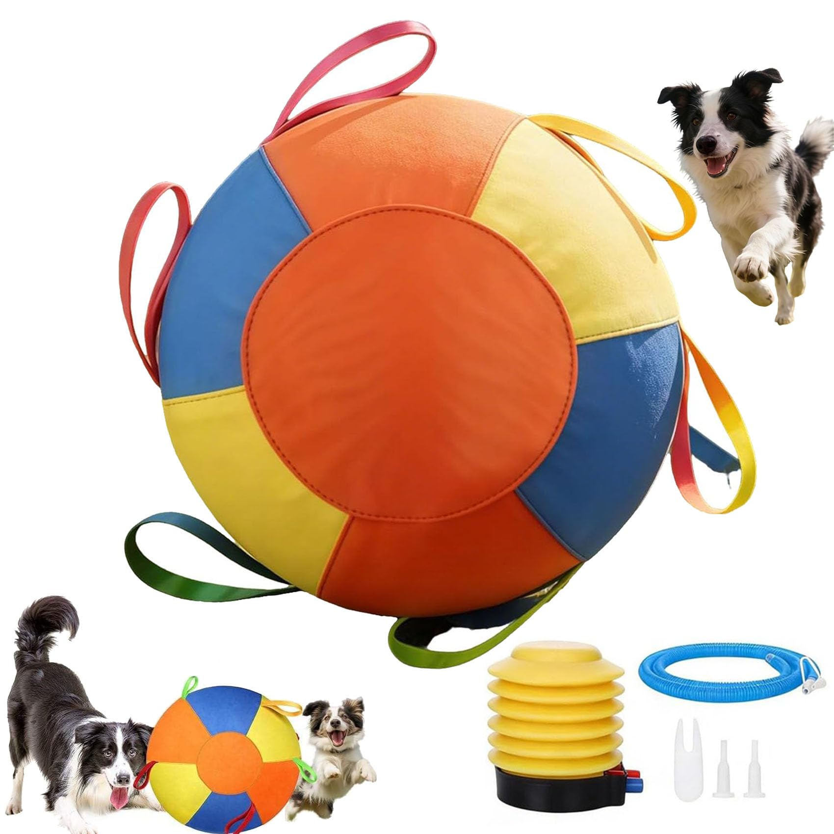 Herding Balls for Dogs, Calming Jumbo Ball for Dogs, 10 18 22 Inch Giant Inflatable Dog Ball with Reinforced Handles Cover & Pump, Durable Tear Resistant Toy for Training Exercise Play (55 cm/21.65in)