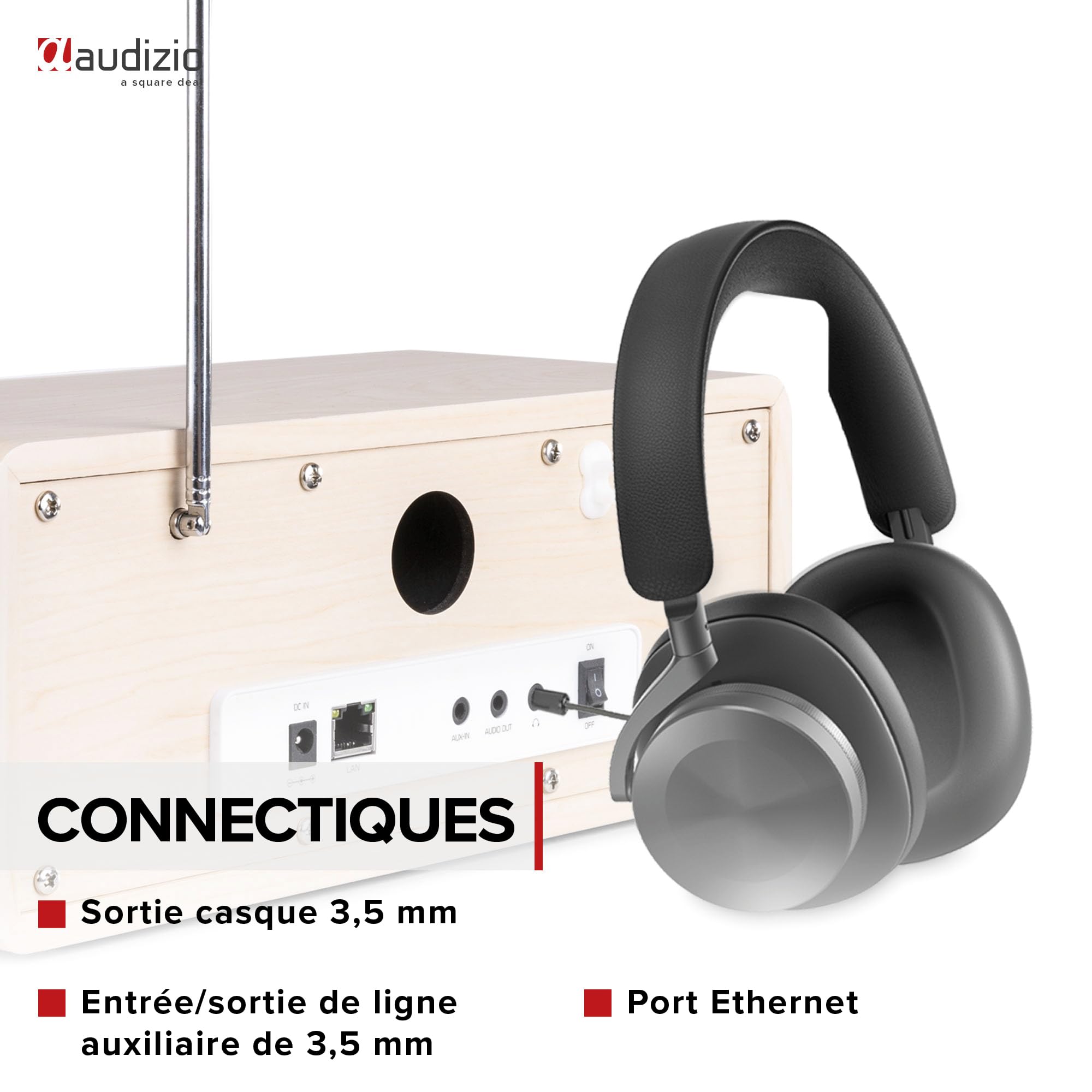 Audizio Rome - Radio Internet WiFi Stéréo Dab+ - Blanc, Récepteur Bluetooth, Écran de Couleur, Fonction Horloge et Timer, Télécommande Incluse, Idéal en Maison et Bureau