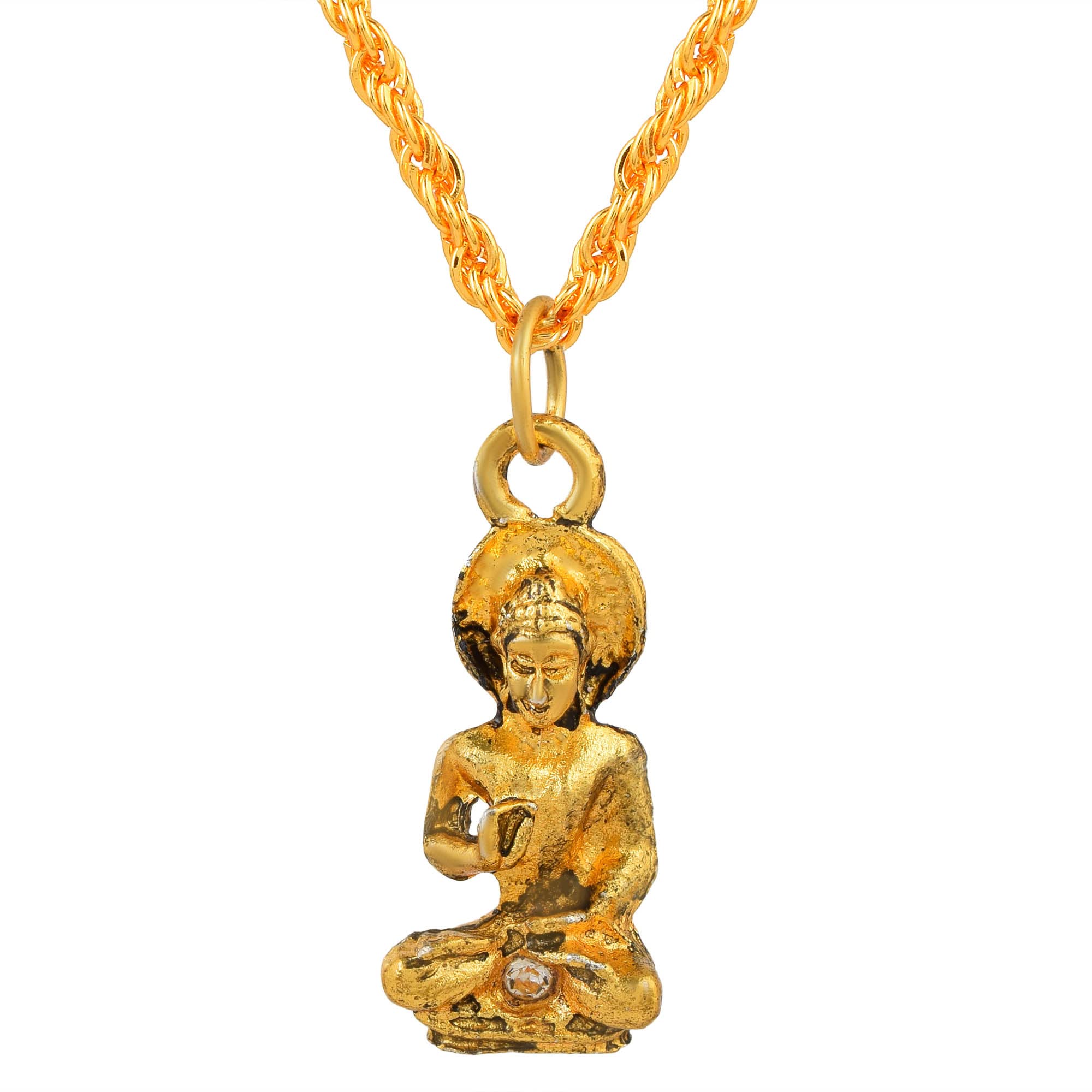 � Gold Plated Meditative Asanas Postures/Mudra Gautama Buddha Blessing Hand With CZ Buddhist Pendant Buddha Spiritual Locket Necklace Jewelry for Men/Women-image-12