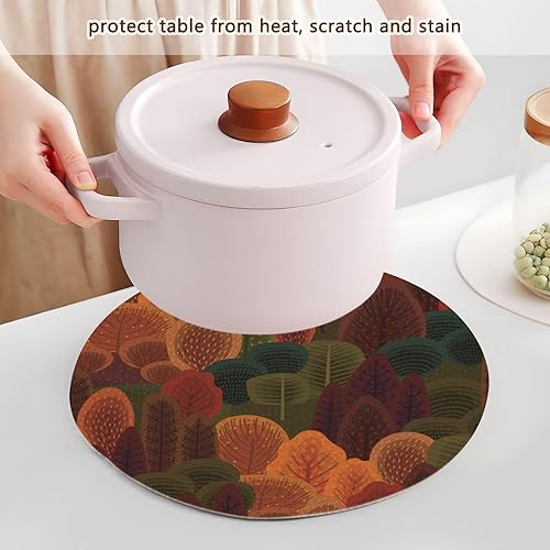 Miniatura 5 de 3 Pcs Trivet Colorful Autumn Forest for Hot Dishes 15in Cotton Thread Weave Hot Pads for Hot Pot Plate Holder