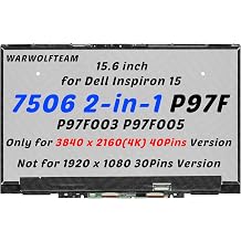 15.6in Compatible with Dell Inspiron 7506 2-in-1 P97F P97F003 P97F005 03DYN7 5PKJR 3840 x 2160 UHD 4K 40Pins LCD Touch Screen Display Digitizer Assembly Touch Control Board with Bezel