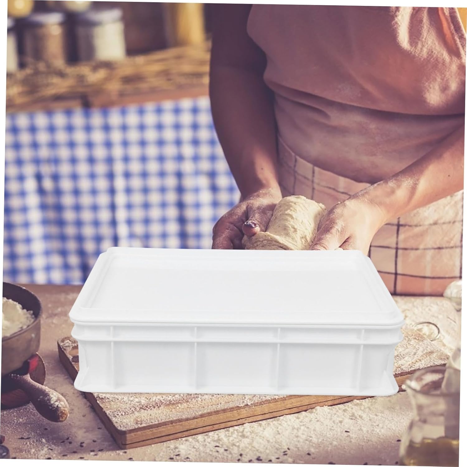 DECHOUS Pizza Dough Proofing Box Stackable Pizza Storage Container Proving Basket for Home Pizzerias