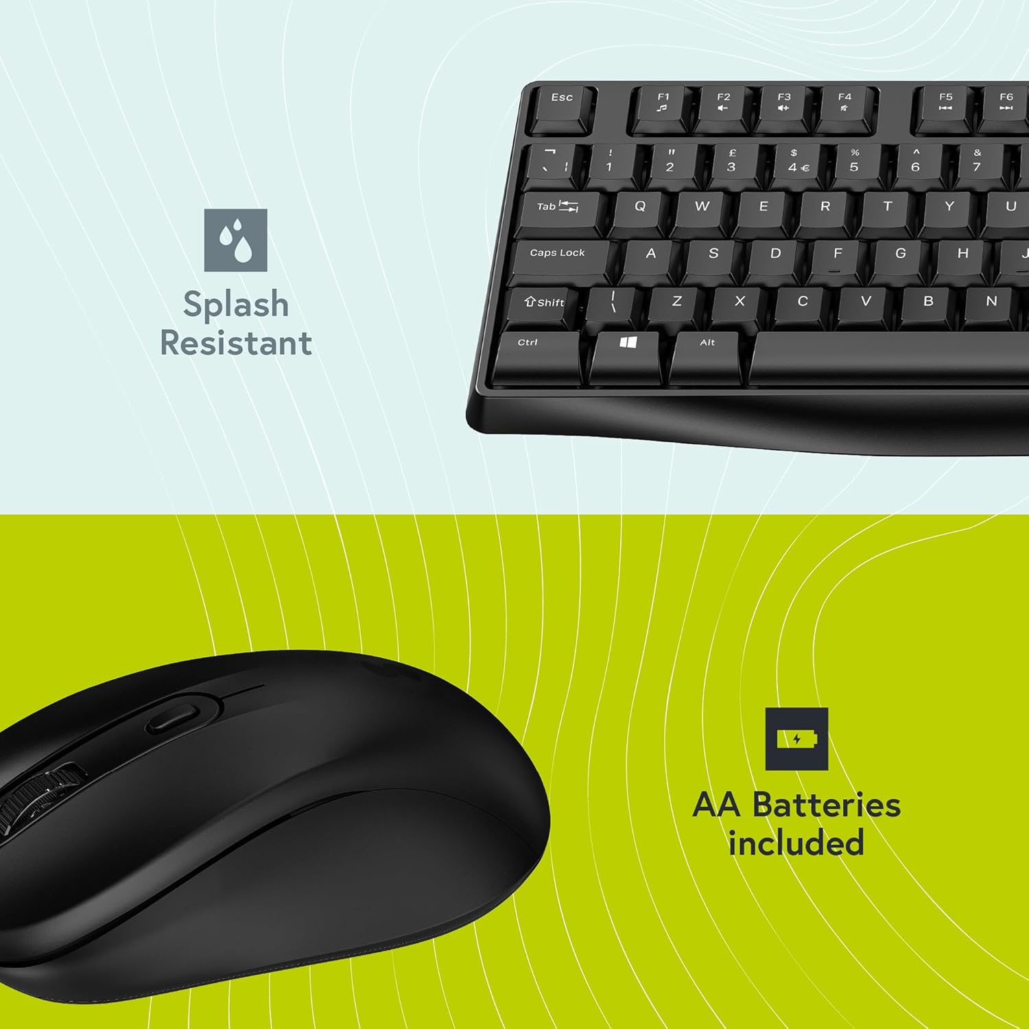 Batteries included and splash resistant feature