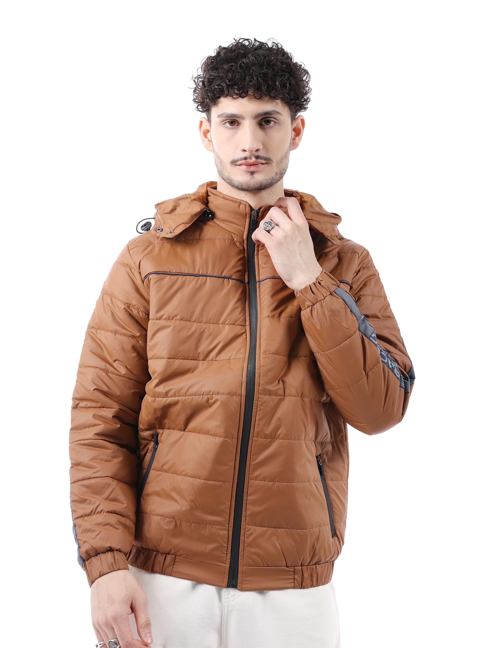 the indian garage co Men Polyester Standard Length Slim Fit Solid Puffer Jackets-picture-22