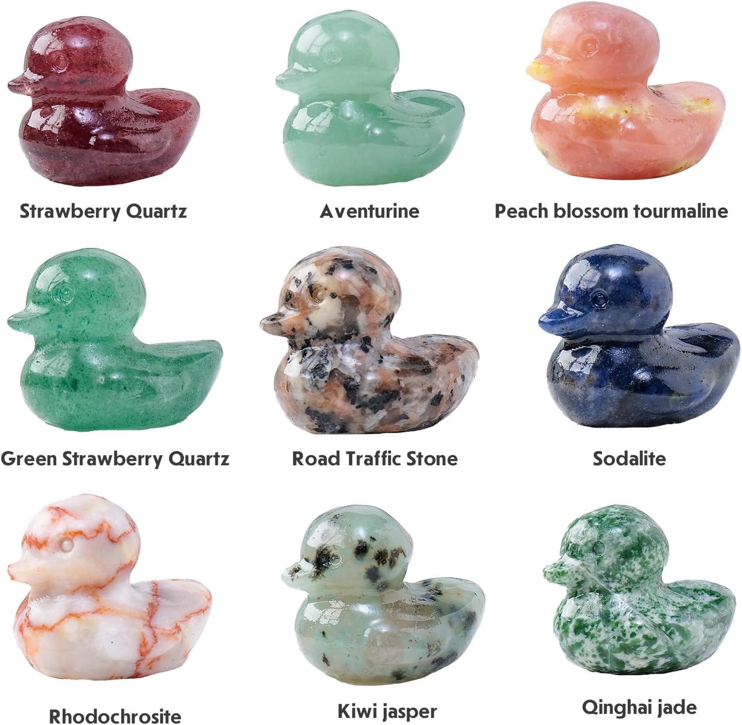 Runyangshi Crystal Duckling Statue Natural Flame Yooperlite Stone Figurine Crystal and Healing Stone Hand Carved Lucky Gemstone Sculpture Desk Decor Duck Lover Gift - Image 6