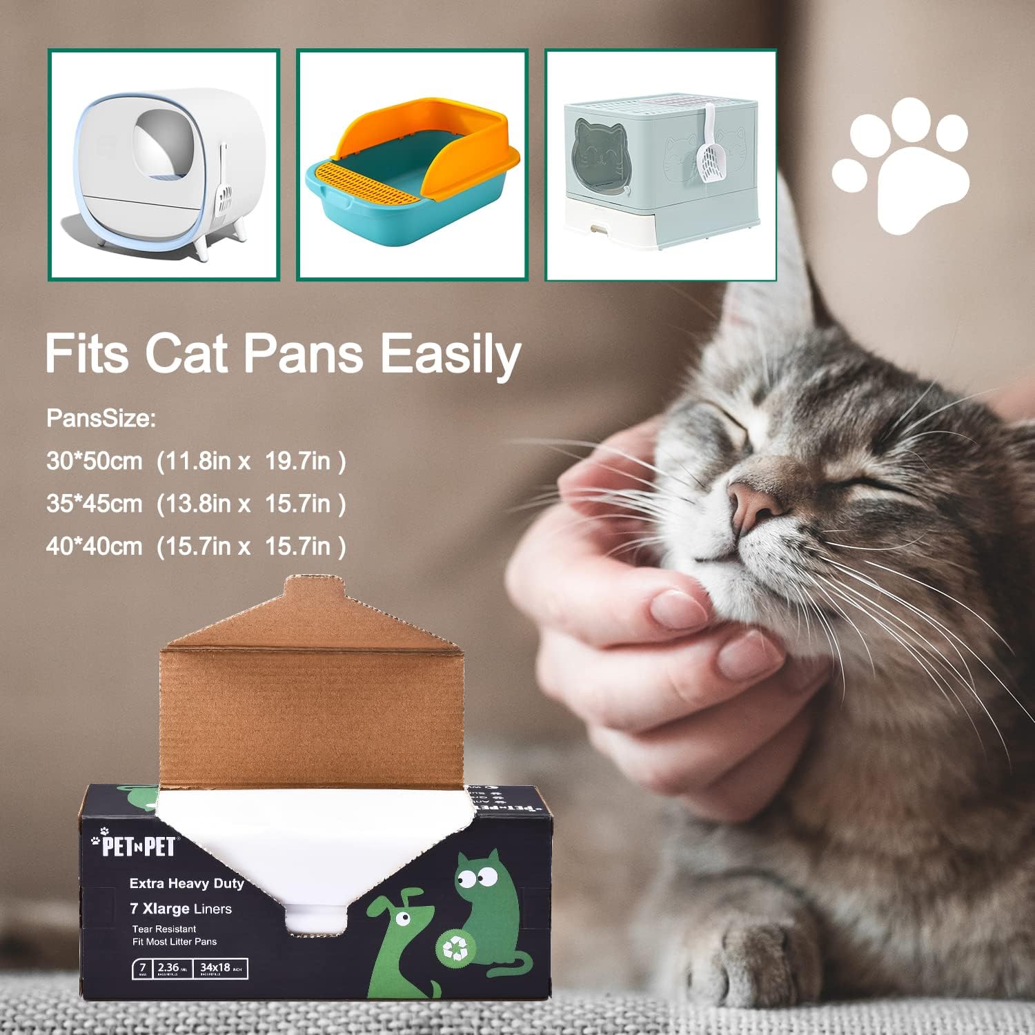 Pet N Pet Cat Litter Box Liners 28 Counts Cat Litter Liners, Tear Resistant Cat Litter Bags, Elastic Cat Litter Box Liner with Drawstring, Kitty Litter Bags Cat Poop, Extra Large Cat Litter Pan Bags