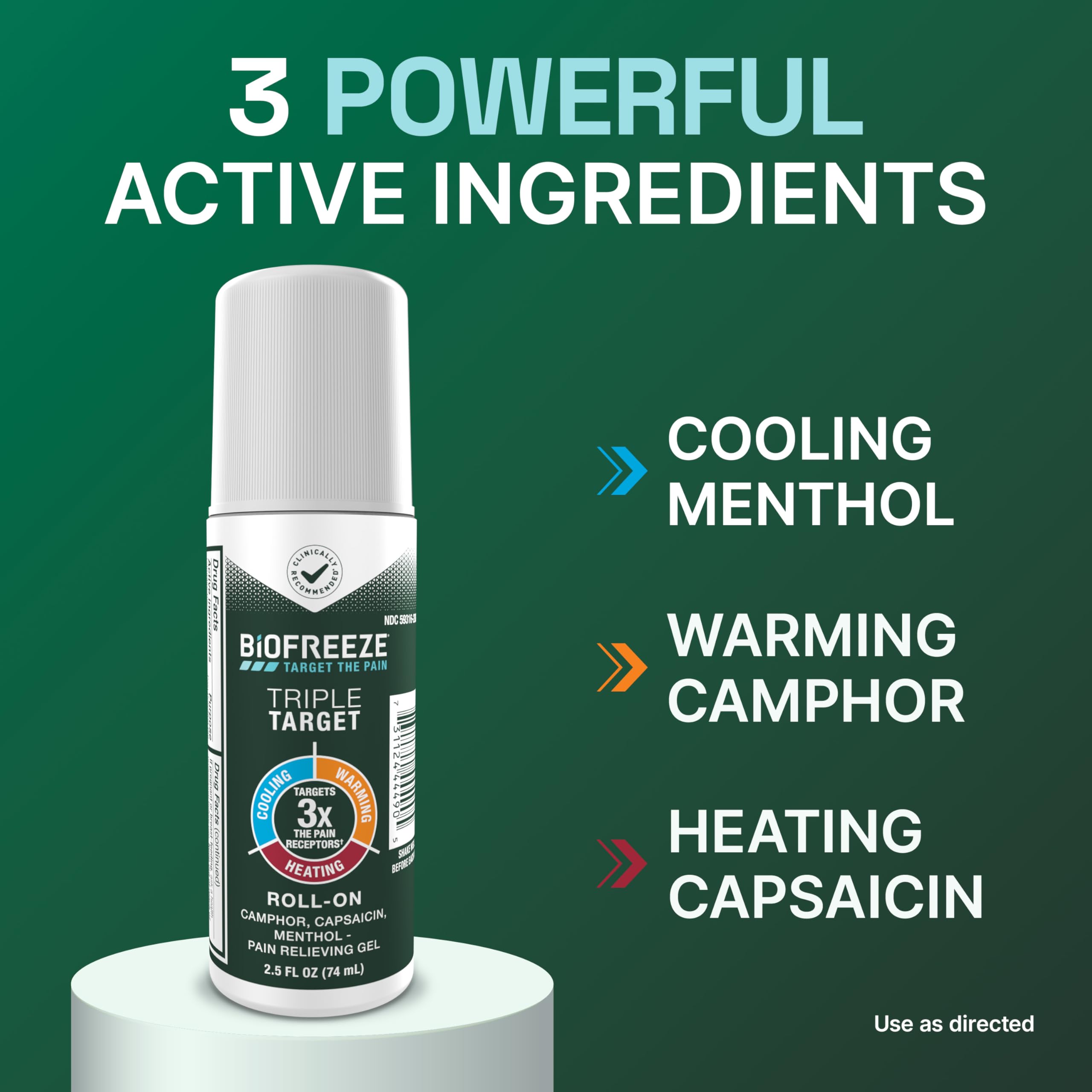 Biofreeze Triple Target Pain Relief Roll On, NSAID-Free Relief, 2.5 FL OZ — Amazon image 3