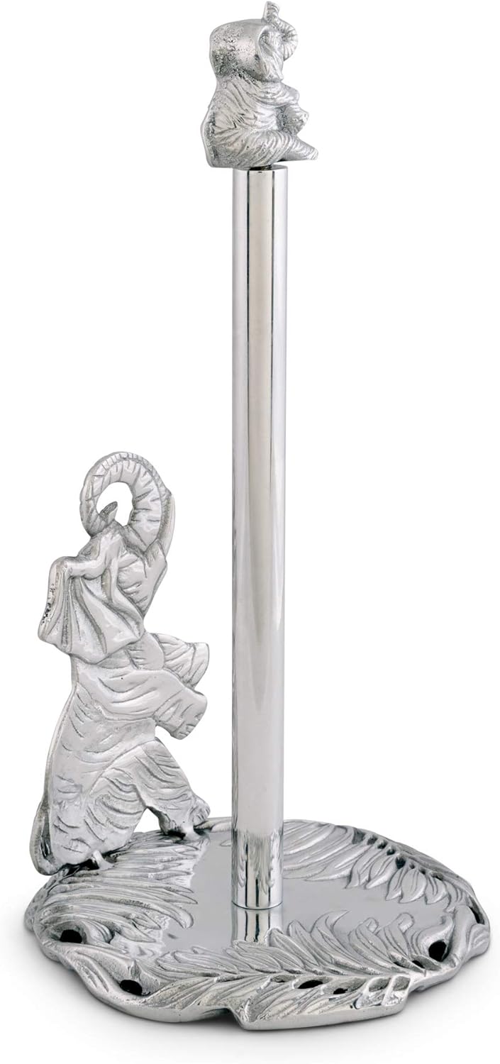 Arthur Court Designs Elephant Decorative Counter Top Paper Towel Holder - Aluminum Metal Countertop 14.5 inch Standing Tall