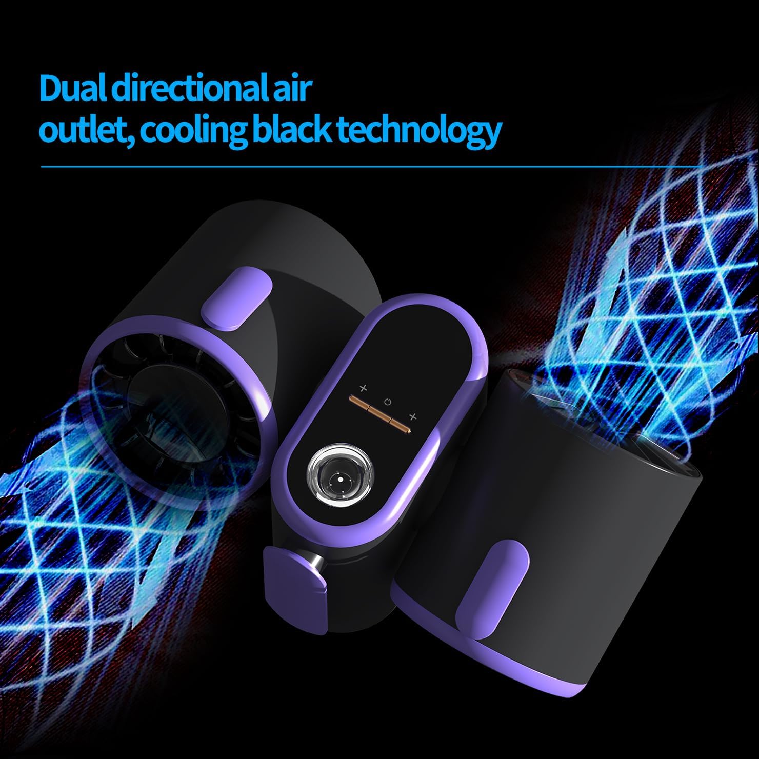 Double Head Hanging Waist Small Fan Cooling Fan, Small Portable Fan, Camping Fan with Lighting, Intelligent Digital Display, Mini Desk Fan for Outdoor Sports, Home, Office, Bedroom (Dark Gray)