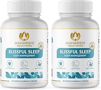 Maharishi Ayurveda Blissful Sleep Tablets For Sleep Management | Clinically Researched And Non-Habit Forming Melatonin - Rasayanam With Ashwagandha | Promotes Deep Sleep (60 Count (Pack Of 2))