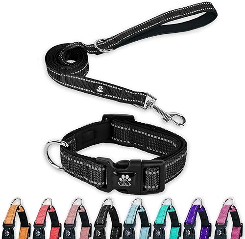 FURRYFECTION Collares reflectantes para perros con hebilla, collar ajustable para mascotas con neopreno suave acolchado para perros pequeños,