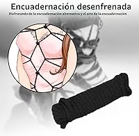 Vista 6 de Kit BDSM de 7 piezas para principiantes, juego de bondage negro para parejas con puños ajustables de muñeca y tobillo, cuello, vendaje de ojos