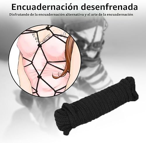 Miniatura 6 de Kit BDSM de 7 piezas para principiantes, juego de bondage negro para parejas con puños ajustables de muñeca y tobillo, cuello, vendaje de ojos