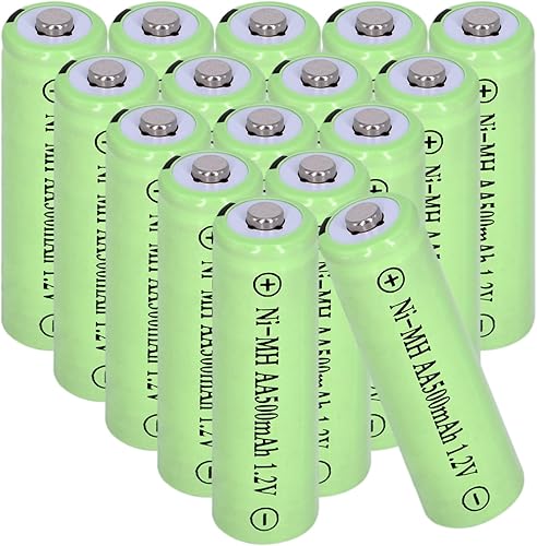 Paquete de 16 pilas de luces solares AA de 500 mAh, batería recargable de 1.2 V Ni-MH doble A para luces solares al aire libre, luces de cadena,