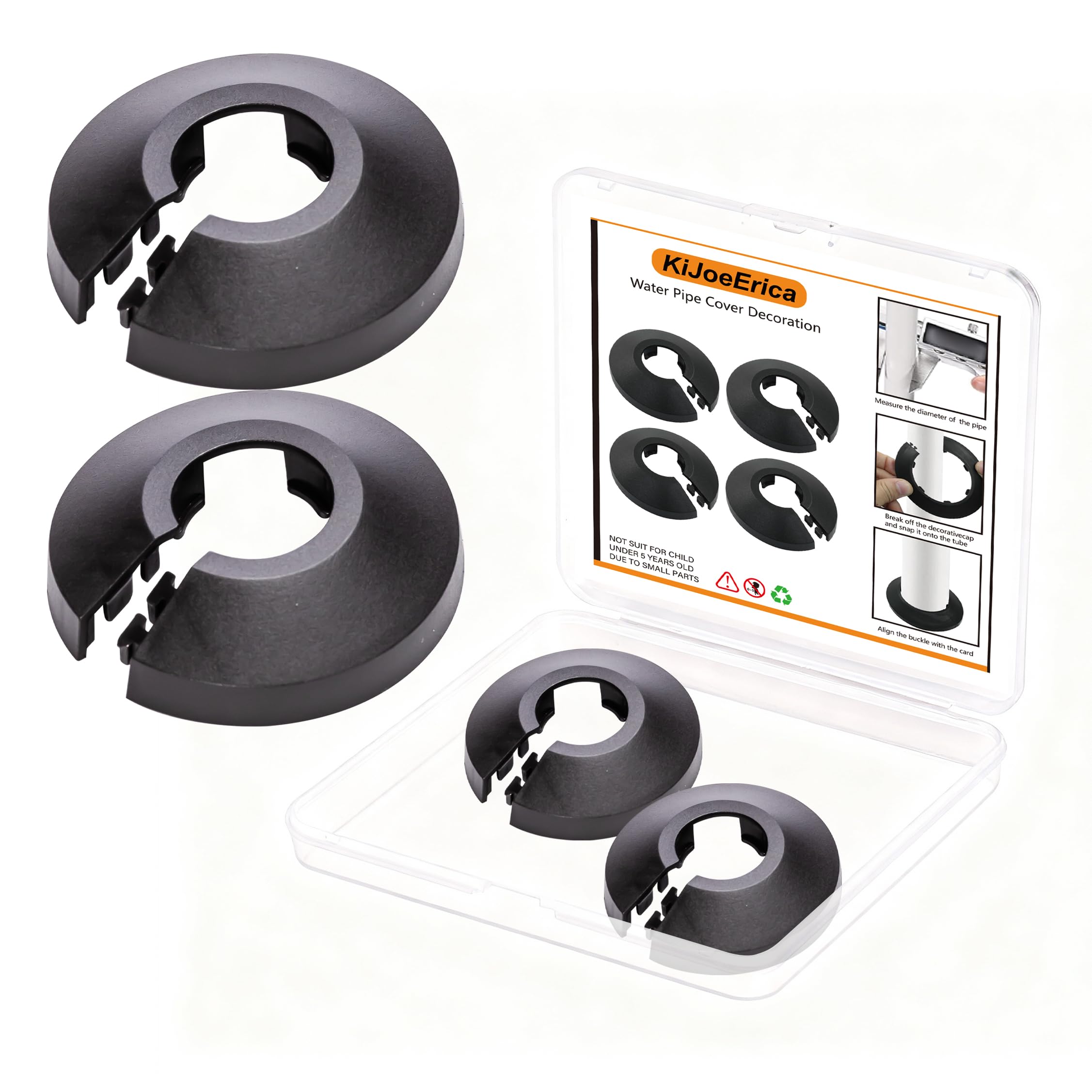 Photo 1 of 2 Pcs Fit 1/2 Inch Flange Water Pipe Cover Decoration 16mm black Plastic PP escutcheon plate Cover for Wall Pipe Tube Decoration