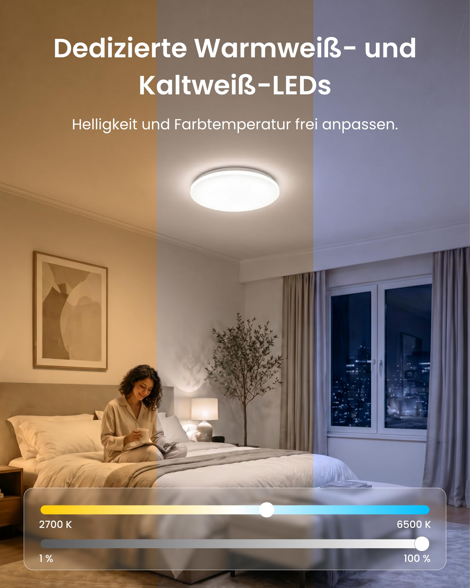 SwitchBot RGBICWW Deckenleuchte 37,6cm, Matter LED Deckenleuchte Dimmbar 3200LM, 2700–6500K, 32W, Kompatibel mit Alexa & Apple Home, CRI 90+, Deckenlampe LED für Schlafzimmer, Wohnzimmer, flur