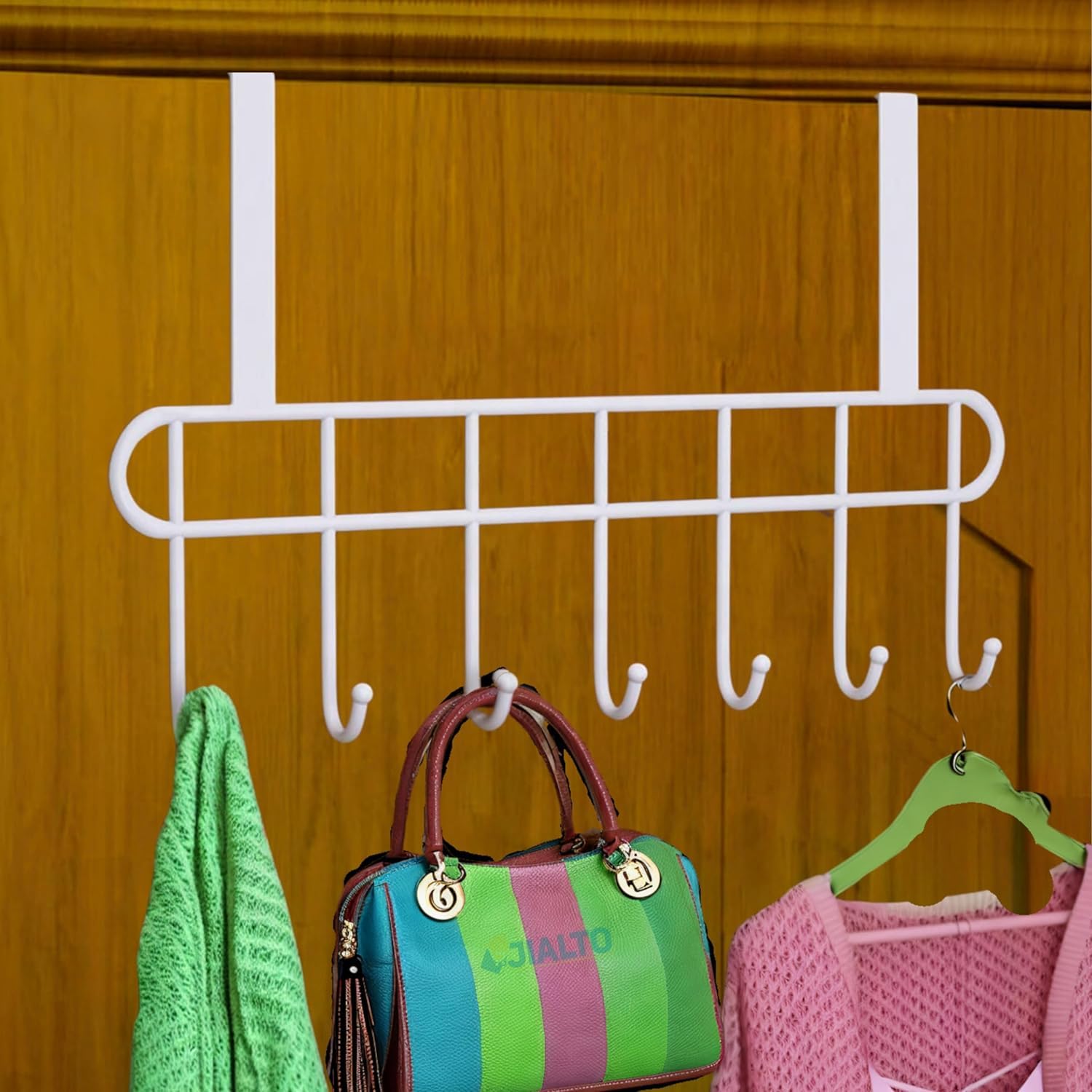 Boniry 2 Pcs Over The Door Hook Hanger Adhesive Hooks Heavy Duty Wall Hooks Waterproof Stainless Steel Hooks for Hanging Coat, Hat,Towel Robe Hook Rack Wall Mount- Bathroom and Bedroom White 2