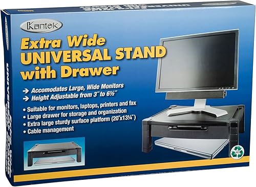 Miniatura 28 de Kantek Soporte para monitor de un solo nivel, 17" X 13.25" X 3" a 6.5", negro, soporta 50 libras