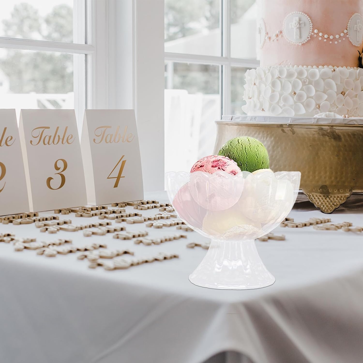 6pcs 120ml Glass Ice Cream Bowls with Footed Crystal Design for Dessert, Parfait, and Juice Serving – European Style Sherbet Cups for Parties and Home Use