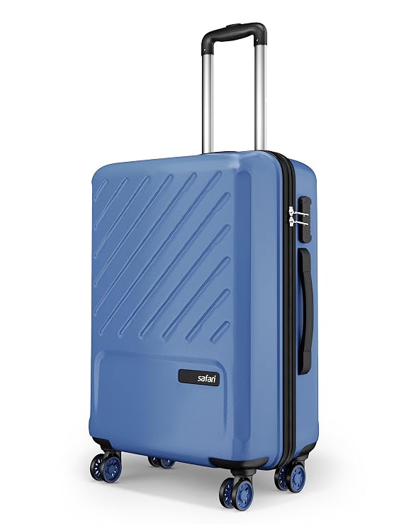 Safari Medium Symphony 66cm Trolley Bag Hard Case Polypropylene, 8 Spinner Wheels, 360 Degree Wheeling Carry on Luggage, Travel Bag, Suitcase for Travel, Trolley Bags for Travel, Steel Blue