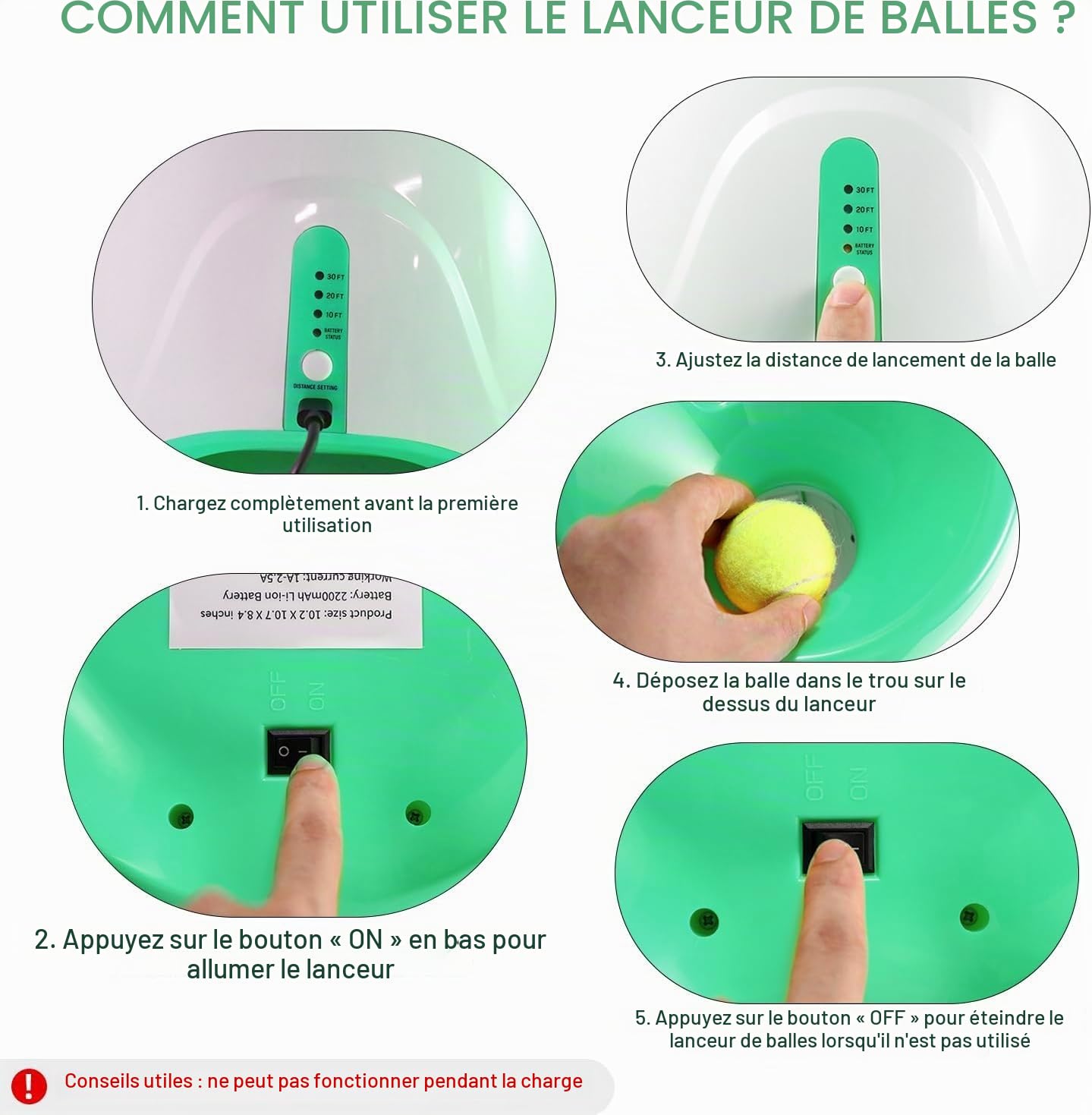 Lanceur Automatique De Balle Pour Chien, Lanceur De Balle Interactif Rechargeable à 3 Modes Pour Intérieur Et Extérieur Avec 3 Distances De Lancement Pour Chiens De Petite Et Moyenne Taille, Intérieur